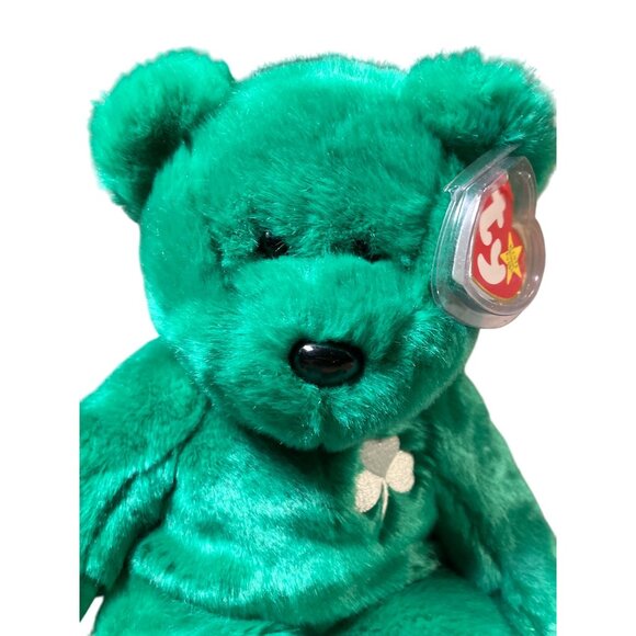 TY Beanie Buddy Erin The Irish Green Bear With Shamrock Plush 14 Inch Stuffed An - Picture 4 of 10